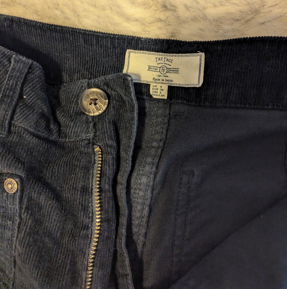 Fat Face Keswick Cord Trouser Size 2 Navy